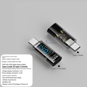 240 W skaitmeninis ekranas su „TypeC“ adapteriu, srovės įtampa ir maitinimo ekranu, skirtas nešiojamojo kompiuterio OTG keitikliui