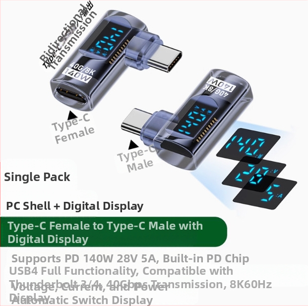 240 W skaitmeninis ekranas su „TypeC“ adapteriu, srovės įtampa ir maitinimo ekranu, skirtas nešiojamojo kompiuterio OTG keitikliui