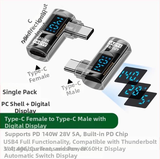 240 W skaitmeninis ekranas su „TypeC“ adapteriu, srovės įtampa ir maitinimo ekranu, skirtas nešiojamojo kompiuterio OTG keitikliui