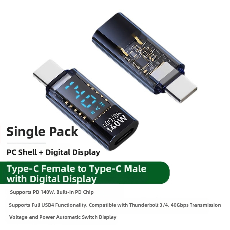 240 W skaitmeninis ekranas su „TypeC“ adapteriu, srovės įtampa ir maitinimo ekranu, skirtas nešiojamojo kompiuterio OTG keitikliui