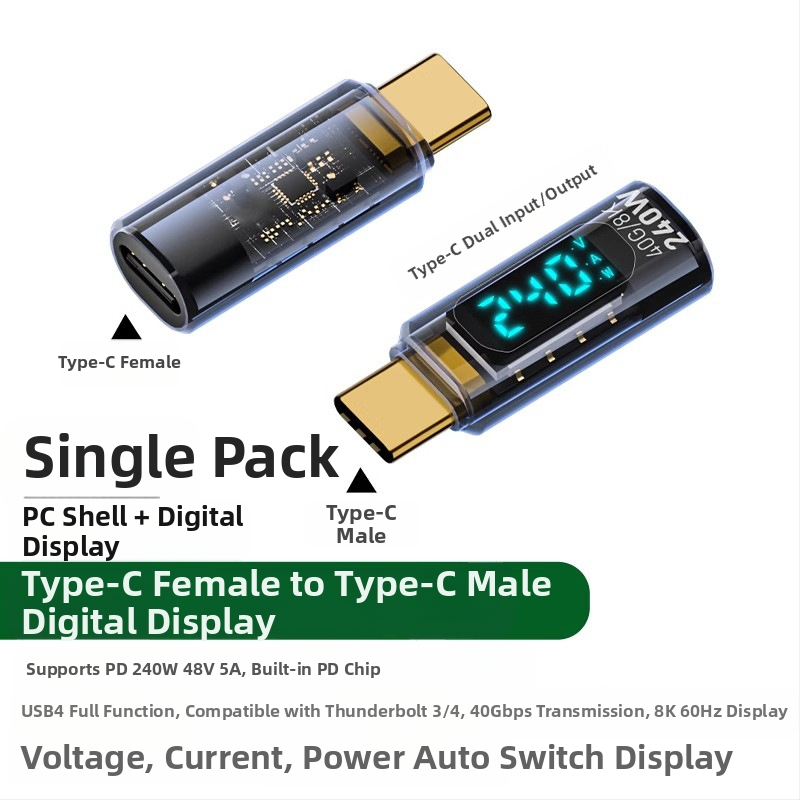 240 W skaitmeninis ekranas su „TypeC“ adapteriu, srovės įtampa ir maitinimo ekranu, skirtas nešiojamojo kompiuterio OTG keitikliui