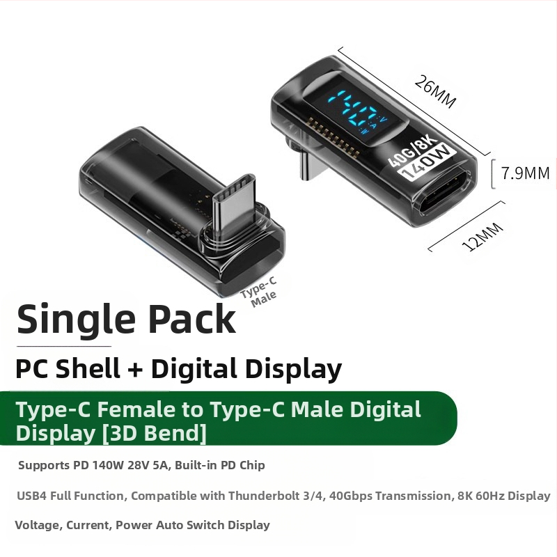 240 W skaitmeninis ekranas su „TypeC“ adapteriu, srovės įtampa ir maitinimo ekranu, skirtas nešiojamojo kompiuterio OTG keitikliui