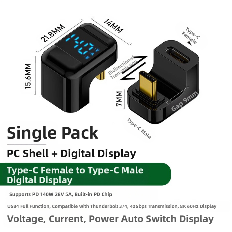 240 W skaitmeninis ekranas su „TypeC“ adapteriu, srovės įtampa ir maitinimo ekranu, skirtas nešiojamojo kompiuterio OTG keitikliui