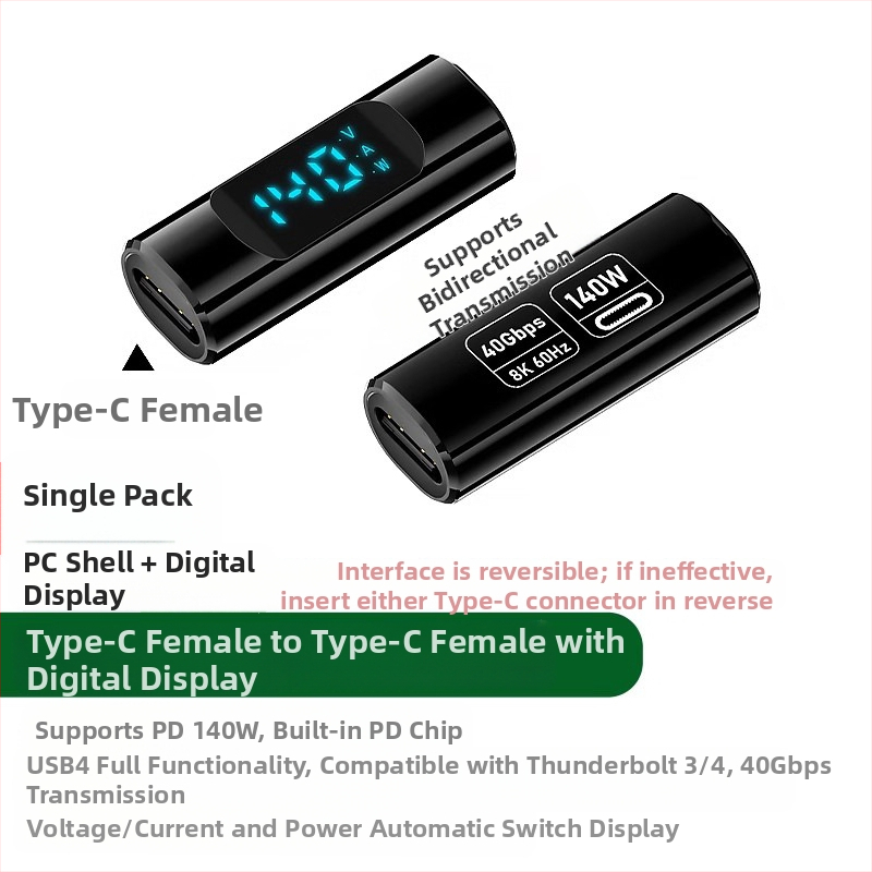 240 W skaitmeninis ekranas su „TypeC“ adapteriu, srovės įtampa ir maitinimo ekranu, skirtas nešiojamojo kompiuterio OTG keitikliui