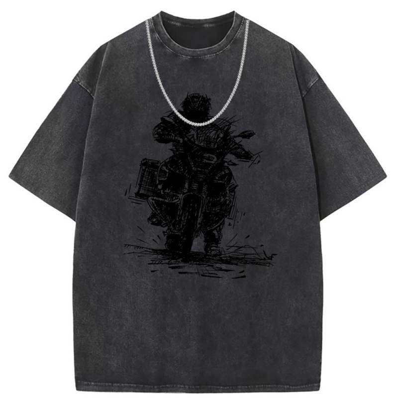 Tricou Independent WISH Amazon Washed Old American Street din bumbac cu mânecă scurtă, imprimat, cu personalizare transfrontalieră National Tide