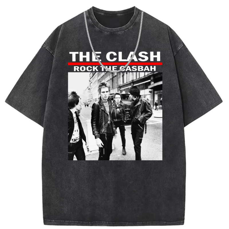 Tricou Independent WISH Amazon Washed Old American Street din bumbac cu mânecă scurtă, imprimat, cu personalizare transfrontalieră National Tide