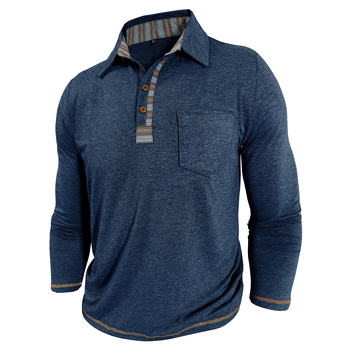 2025. gada Eiropas un Amerikas jaunais vīriešu garpiedurkņu T-krekls ar atloku, vīriešu polo krekls, Amazon rudens un ziemas apakšējais tops