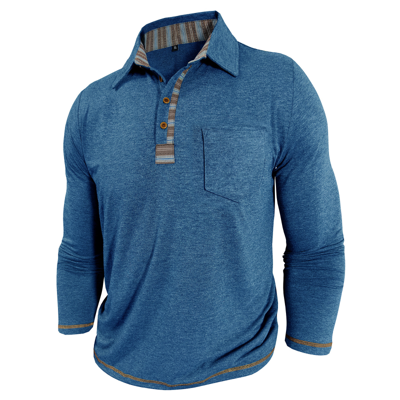 2025. gada Eiropas un Amerikas jaunais vīriešu garpiedurkņu T-krekls ar atloku, vīriešu polo krekls, Amazon rudens un ziemas apakšējais tops