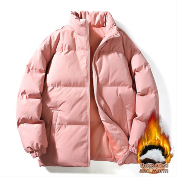 Μεγάλο μέγεθος για ζευγάρια, παλτό με επένδυση από βαμβάκι, νεανικό χειμωνιάτικο ζεστό κοστούμι ψωμιού, μοντέρνο γιακά μάρκας, παλτό με επένδυση από βαμβάκι, μονόχρωμο, χαλαρό παλτό για άνδρες