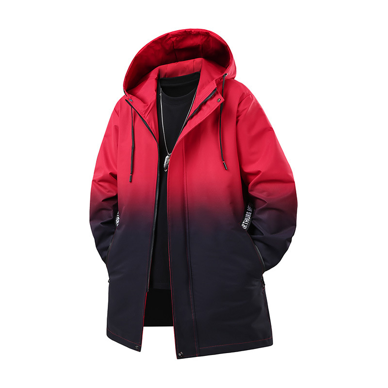 L-10XL dydžio pavasario ir rudens madingas vyriškas daugiaspalvis gradientinis paltas su gobtuvu, putlus jaunimas, plius dydžio, laisvas