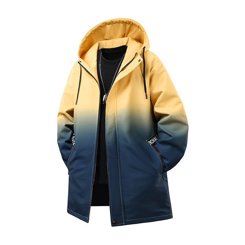 L-10XL dydžio pavasario ir rudens madingas vyriškas daugiaspalvis gradientinis paltas su gobtuvu, putlus jaunimas, plius dydžio, laisvas