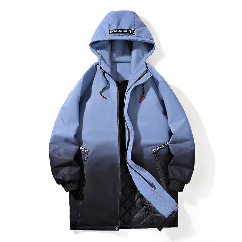 L-10XL dydžio pavasario ir rudens madingas vyriškas daugiaspalvis gradientinis paltas su gobtuvu, putlus jaunimas, plius dydžio, laisvas