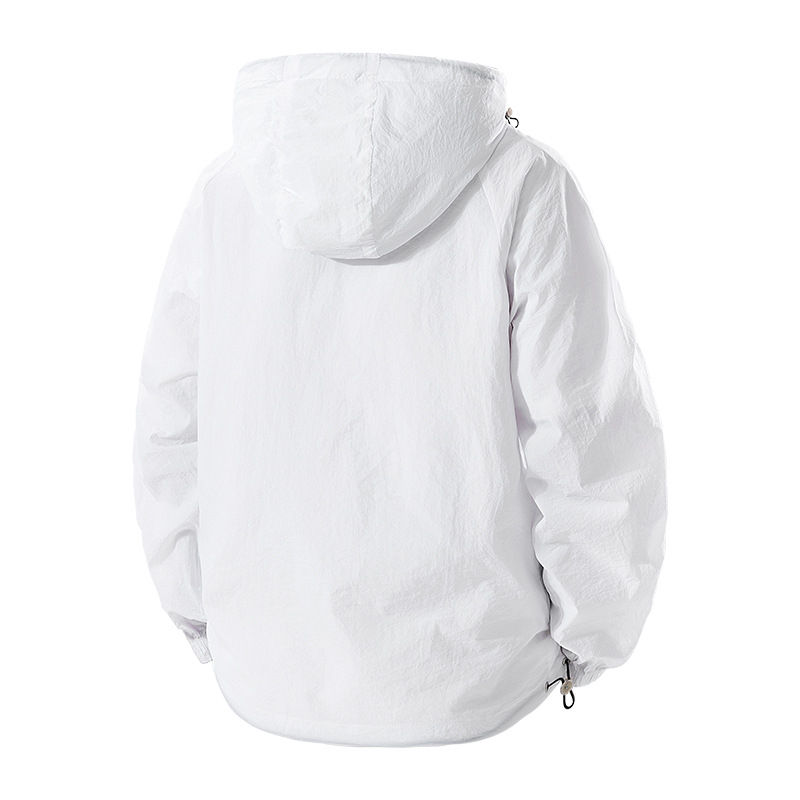 Pārrobežu eksports Upf50+ vasaras liela izmēra pāru ledus zīda saules aizsardzības apģērbs vīriešiem un sievietēm, gaišas ādas apģērbs, vīriešu kapuces jaka