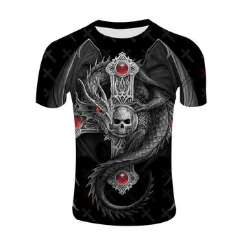 Καλοκαιρινό 2023 Διασυνοριακό Amazon AliExpress Κοντό μανίκι 3D εκτύπωσης Cross, αναπνεύσιμο, casual, ανδρικό και γυναικείο κοντό μανίκι