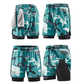 Παντελόνι δύο τεμαχίων για υπαίθρια γυμναστική τριών σημείων, αντι-έκθεση, διπλής στρώσης αθλητικό σορτς για άνδρες και γυναίκες, παντελόνι καμουφλάζ για τρέξιμο ζευγαριών