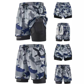 Παντελόνι δύο τεμαχίων για υπαίθρια γυμναστική τριών σημείων, αντι-έκθεση, διπλής στρώσης αθλητικό σορτς για άνδρες και γυναίκες, παντελόνι καμουφλάζ για τρέξιμο ζευγαριών