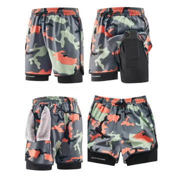 Παντελόνι δύο τεμαχίων για υπαίθρια γυμναστική τριών σημείων, αντι-έκθεση, διπλής στρώσης αθλητικό σορτς για άνδρες και γυναίκες, παντελόνι καμουφλάζ για τρέξιμο ζευγαριών