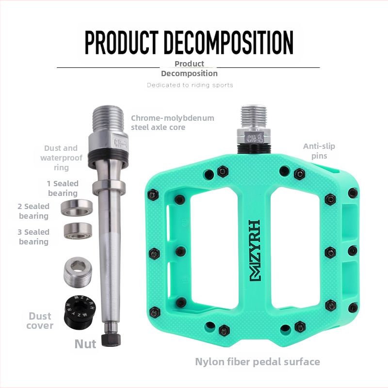 MZYRH педал за велосипед, педал за планински велосипед, триосен лагер, голям протектор, найлонов педал 926