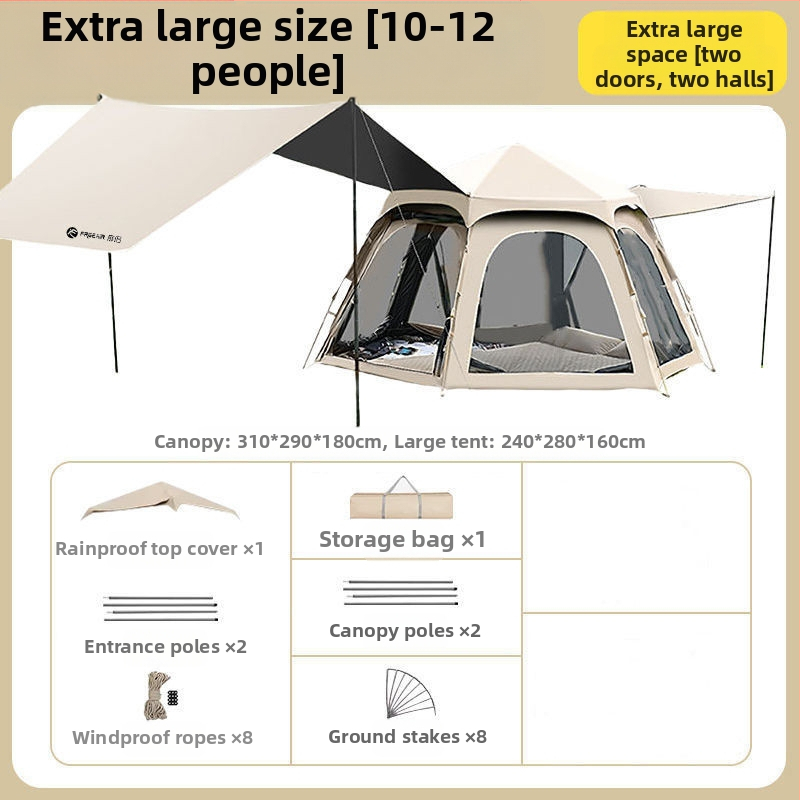 Kümme tuhat inimest koguvad välistingimustes kasutatavaid telke, välitingimustes kasutatavaid telkimisvarustust, automaatset kaasaskantavat telkimisstiilis piknikku, vajalikku kuusnurkset plussi.