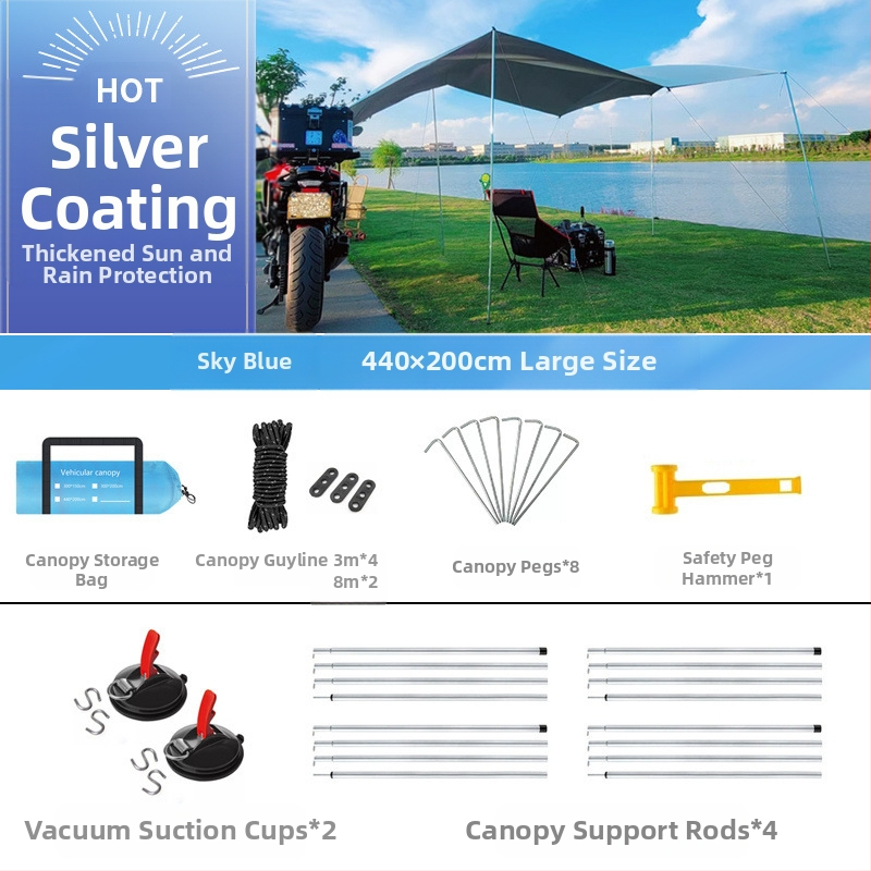 Autopoolne telkimisvarikatus, isejuhtiv reisitelk, autopoolne tagumine päikesesirm, maastur, vihmakindel