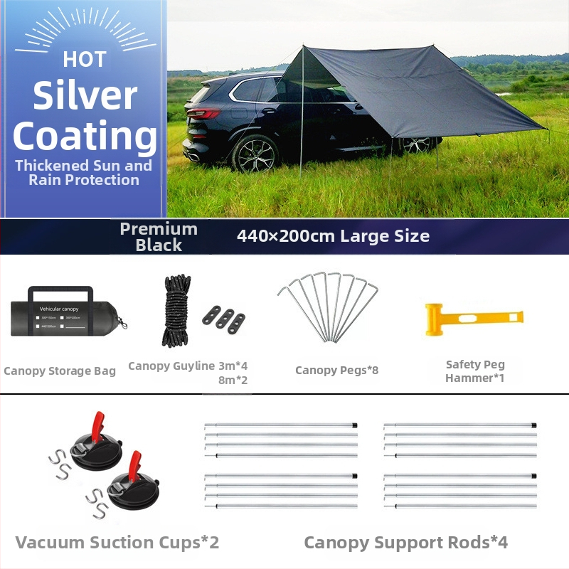 Autopoolne telkimisvarikatus, isejuhtiv reisitelk, autopoolne tagumine päikesesirm, maastur, vihmakindel