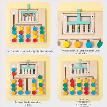 Piiriülene puidust pall neljavärviline viievärviline kõndimismäng laste mõtlemise treenimiseks valgustatuse käe-silma koordinatsiooni alushariduse pusle