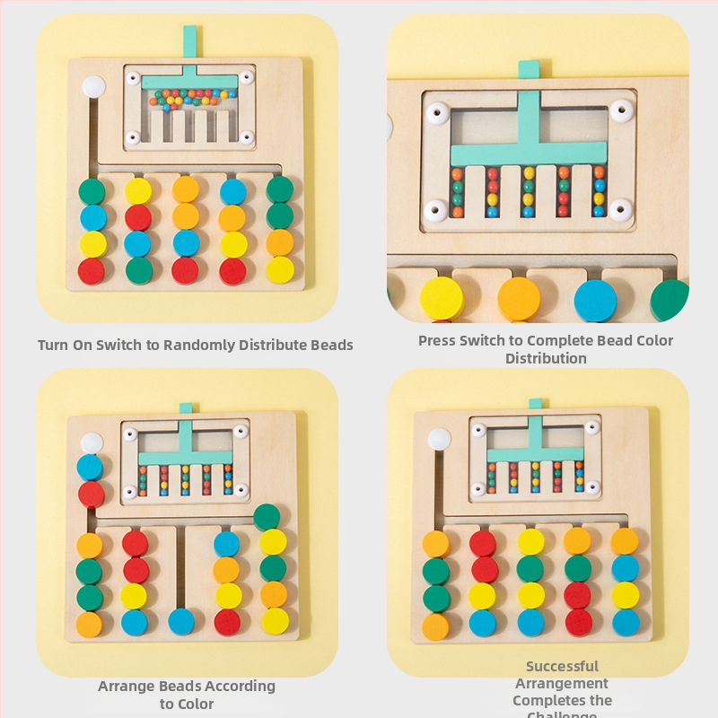 Трансгранична дървена топка с четири цвята, пет цвята, игра за ходене, детско мислене, обучение, просветление, координация между ръцете и очите, ранно образование, пъзел