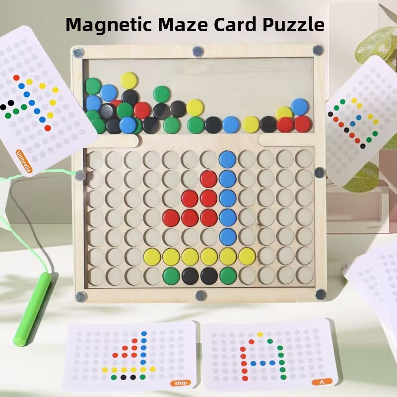 Piiriülene puidust pall neljavärviline viievärviline kõndimismäng laste mõtlemise treenimiseks valgustatuse käe-silma koordinatsiooni alushariduse pusle