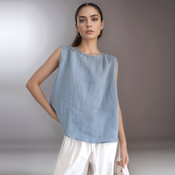 Εκλεκτά γυναικεία ρούχα άνοιξη και καλοκαίρι 2025 νέο γιλέκο ρετρό στυλ φαρδύ μεγάλο αμάνικο τοπ χωρίς μανίκια 250067