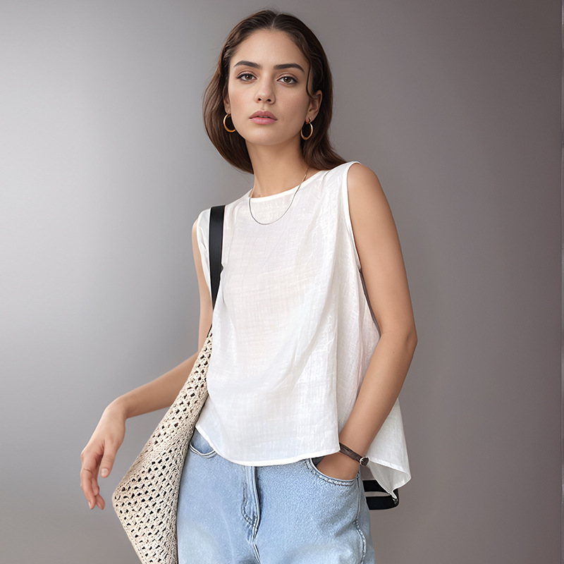 Fina ženska odjeća za proljeće i ljeto 2025., novi prsluk u retro stilu, široki, veliki, bez rukava, 250067