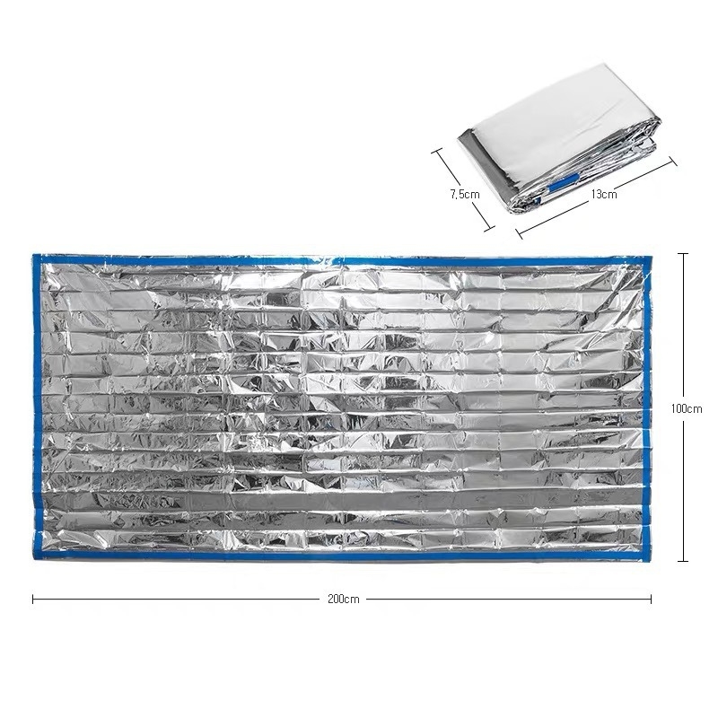 Õues PE alumiiniumkilest hädaolukorra magamiskott Lihtne külmakindel katastroofiabi hädaolukorra soe magamiskott Vihmamantli telk Hoiustamine Amazon