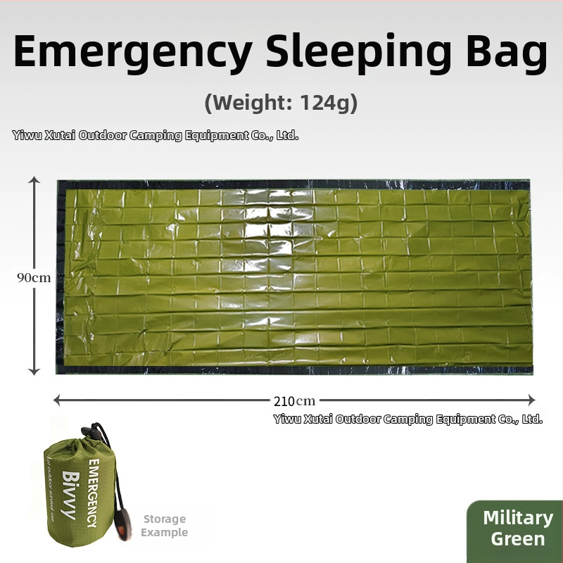 Õues PE alumiiniumkilest hädaolukorra magamiskott Lihtne külmakindel katastroofiabi hädaolukorra soe magamiskott Vihmamantli telk Hoiustamine Amazon