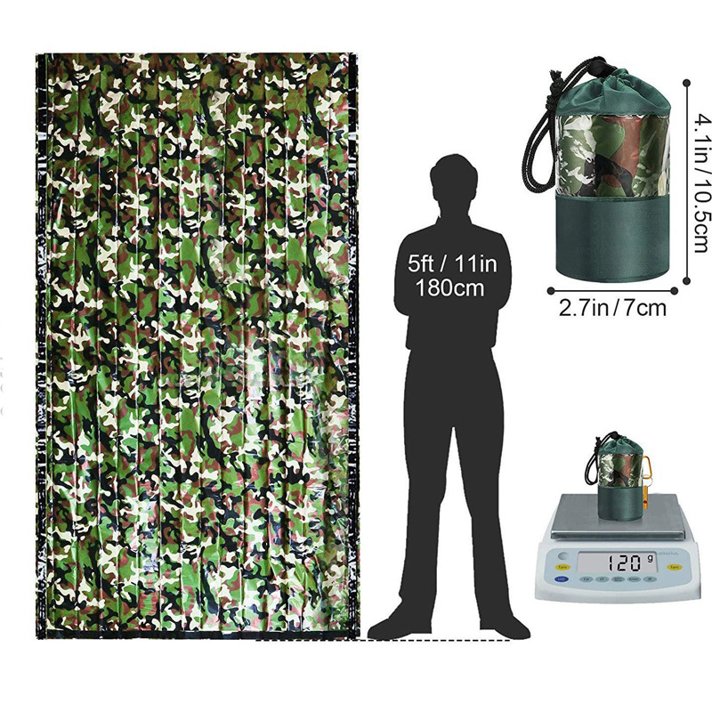 Õues PE alumiiniumkilest hädaolukorra magamiskott Lihtne külmakindel katastroofiabi hädaolukorra soe magamiskott Vihmamantli telk Hoiustamine Amazon