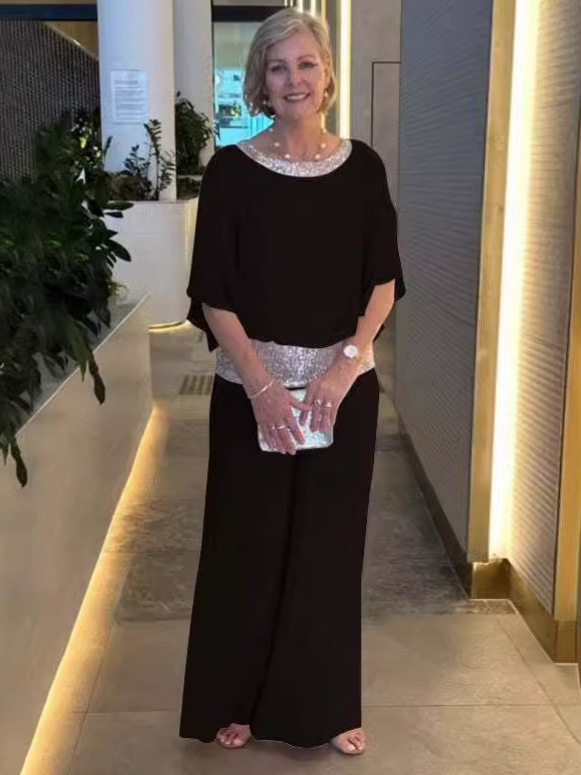 Határokon átnyúló új Amazon külkereskedelem Európa és az Egyesült Államok divatos lezser öltöny flitteres divat rövid ujjú felső nadrág női öltöny