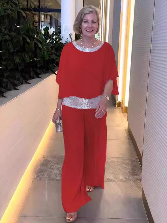 Határokon átnyúló új Amazon külkereskedelem Európa és az Egyesült Államok divatos lezser öltöny flitteres divat rövid ujjú felső nadrág női öltöny