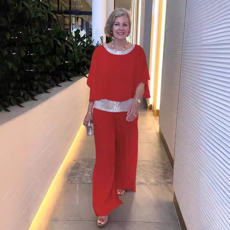 Határokon átnyúló új Amazon külkereskedelem Európa és az Egyesült Államok divatos lezser öltöny flitteres divat rövid ujjú felső nadrág női öltöny