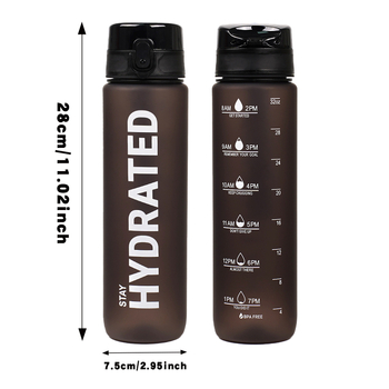 Sportinis vandens puodelis 1000 ml didelės talpos plastikinis puodelis nepralaidus vandeniui nešiojamas kosminis puodelis su svarstyklėmis lauko tiesioginio gėrimo puodelis