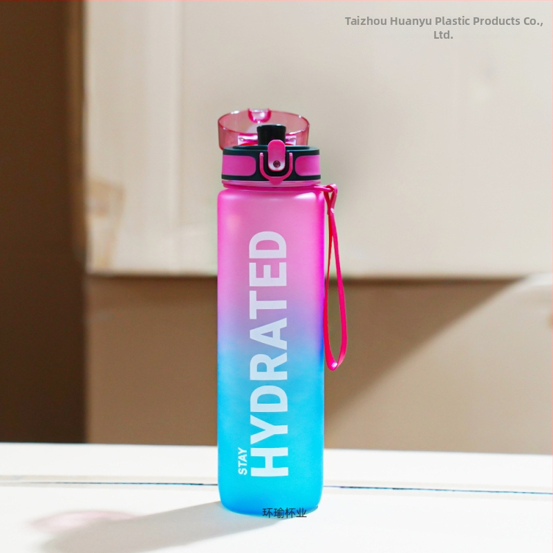 Sportinis vandens puodelis 1000 ml didelės talpos plastikinis puodelis nepralaidus vandeniui nešiojamas kosminis puodelis su svarstyklėmis lauko tiesioginio gėrimo puodelis