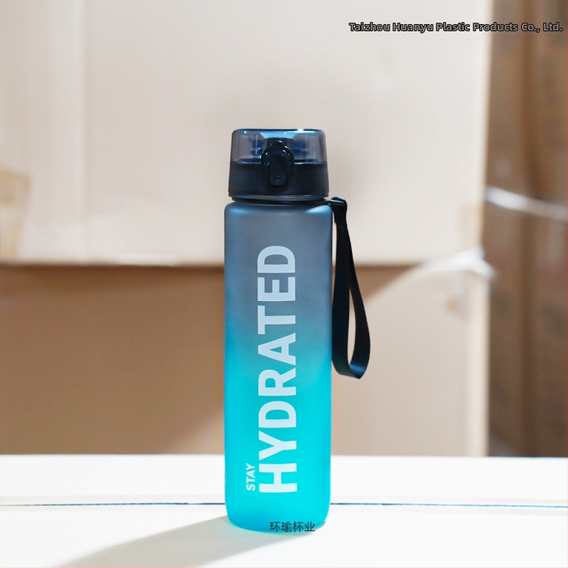 Sportinis vandens puodelis 1000 ml didelės talpos plastikinis puodelis nepralaidus vandeniui nešiojamas kosminis puodelis su svarstyklėmis lauko tiesioginio gėrimo puodelis