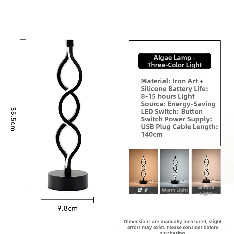 2025LED stalinė lempa miegamajam prie lovos, trijų spalvų, pritemdoma naktinė lemputė, kūrybingas restoranas, kavinė, šviečianti dekoratyvinė stalo lempa