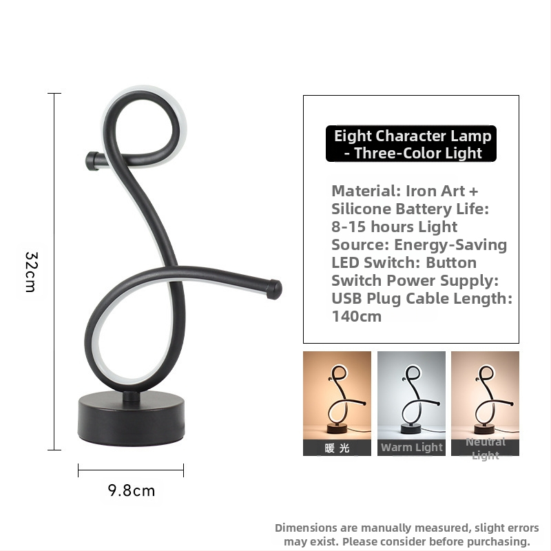 2025LED stalinė lempa miegamajam prie lovos, trijų spalvų, pritemdoma naktinė lemputė, kūrybingas restoranas, kavinė, šviečianti dekoratyvinė stalo lempa