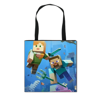 2025 m. naujas tarpvalstybinis „Minecraft“ vaikų pirkinių krepšys, animacinių filmukų mokinių laikymo krepšys, madingas madingas krepšys