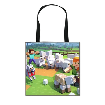 2025 m. naujas tarpvalstybinis „Minecraft“ vaikų pirkinių krepšys, animacinių filmukų mokinių laikymo krepšys, madingas madingas krepšys