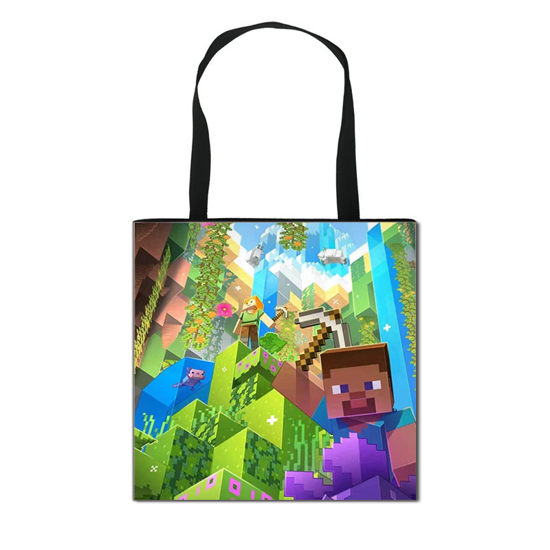 2025 m. naujas tarpvalstybinis „Minecraft“ vaikų pirkinių krepšys, animacinių filmukų mokinių laikymo krepšys, madingas madingas krepšys