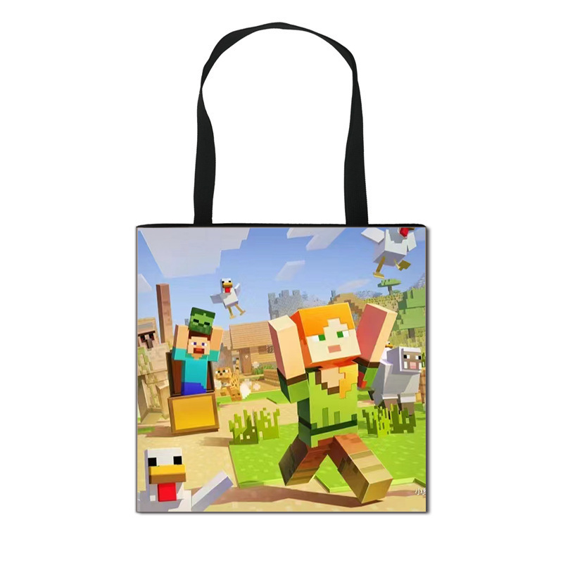 2025 m. naujas tarpvalstybinis „Minecraft“ vaikų pirkinių krepšys, animacinių filmukų mokinių laikymo krepšys, madingas madingas krepšys