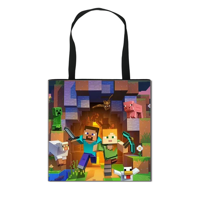 2025 m. naujas tarpvalstybinis „Minecraft“ vaikų pirkinių krepšys, animacinių filmukų mokinių laikymo krepšys, madingas madingas krepšys