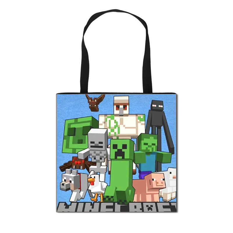 2025 m. naujas tarpvalstybinis „Minecraft“ vaikų pirkinių krepšys, animacinių filmukų mokinių laikymo krepšys, madingas madingas krepšys
