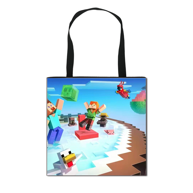 2025 m. naujas tarpvalstybinis „Minecraft“ vaikų pirkinių krepšys, animacinių filmukų mokinių laikymo krepšys, madingas madingas krepšys
