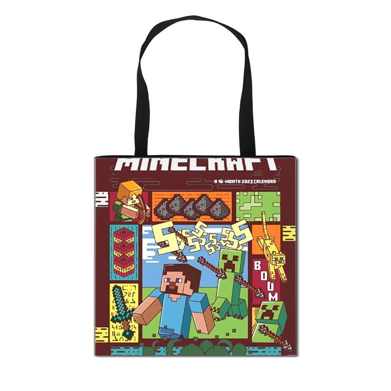 2025 m. naujas tarpvalstybinis „Minecraft“ vaikų pirkinių krepšys, animacinių filmukų mokinių laikymo krepšys, madingas madingas krepšys