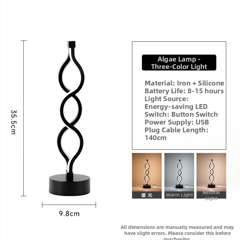 2025LED stalinė lempa miegamajam prie lovos, trijų spalvų, pritemdoma naktinė lemputė, kūrybingas restoranas, kavinė, šviečianti dekoratyvinė stalo lempa